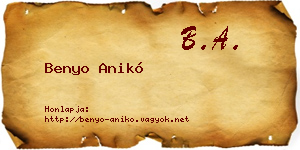 Benyo Anikó névjegykártya